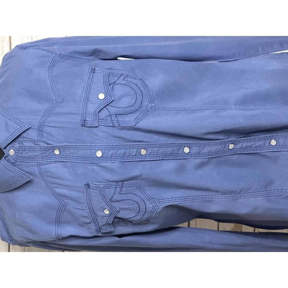 True Religion blue unisex Western long sleeve button-up shirt Size Small - Picture 3 of 8